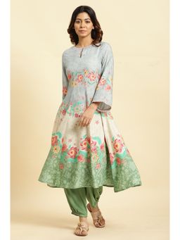 W - Blue Floral Kurta