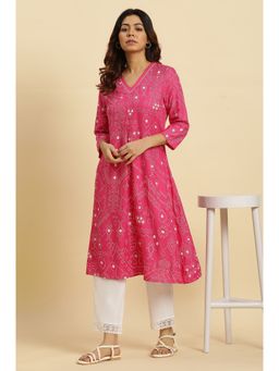 W - Pink Geometric Kurta