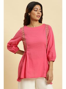 W - Pink Solid/plain Top