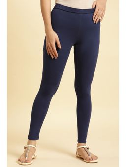 W - Blue Solid/plain Tights