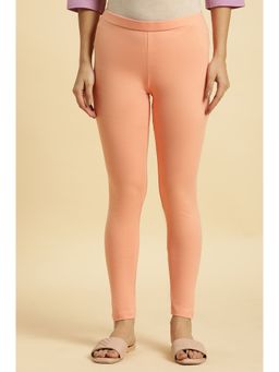 W - Orange Solid/plain Tights