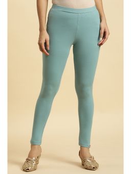 W - Blue Solid/plain Tights