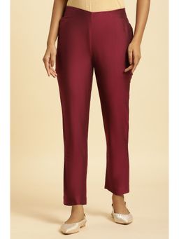 W - Pink Solid/plain Slim Pant