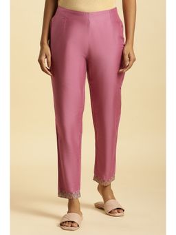 W - Purple Solid/plain Slim Pant