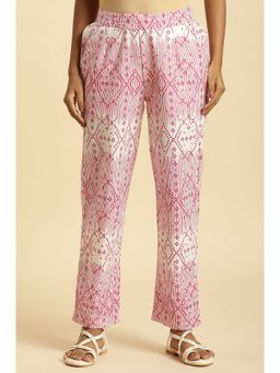 W - White Geometric Straight Pant