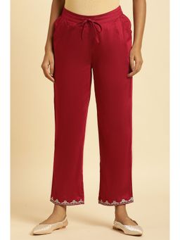 W - Pink Solid/plain Slim Pant