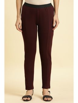 W - Pink Solid/plain Slim Pant