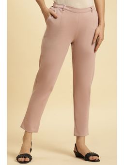 W - Pink Solid/plain Slim Pant