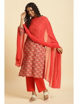 W - Red Solid/Plain Dupatta