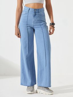 DOLCE CRUDO - Women Light Blue Straight-Fit Non-Stretchable Denim Jeans