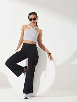 DOLCE CRUDO - Women Black Bootcut Stretchable Denim Jeans