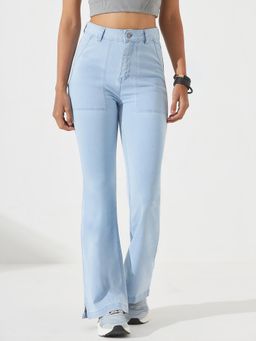 DOLCE CRUDO - Women Light Blue Bootcut Stretchable Denim Jeans