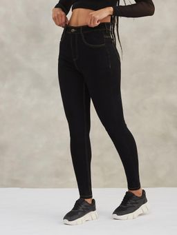 DOLCE CRUDO - Women Black Skinny High Rise Stretchable Denim Jeans