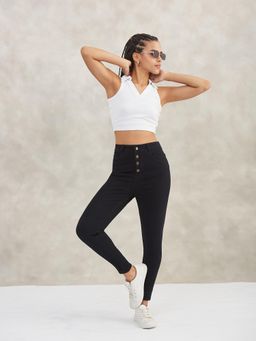 DOLCE CRUDO - Women Black Skinny Fit Stretchable Denim Jeans