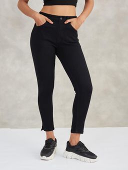 DOLCE CRUDO - Women Black OD Skinny Cropped Stretchable Denim Jeans