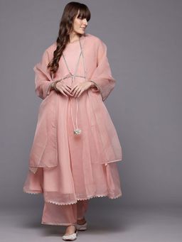 Ahalyaa - Organza Anarkali Kurta With Palazzo & Dupatta (Set of 3)