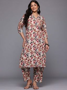 A plus by Ahalyaa - Womens Floral Printed Pure Cotton Kurta With Pant (Set of 2)