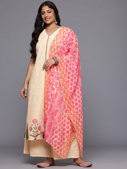 A plus by Ahalyaa - Womens Printed Cotton Kurta With Palazzo & Dupatta (Set of 3)