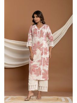 Autumnlane - Hardik Rosy Cotton Kurta With Pant (Set of 2)