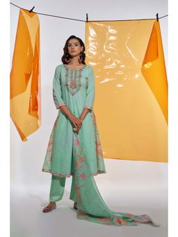 Autumnlane - Jaideep Shamrock Schiffli Cotton Kurta With Pant & Dupatta (Set of 3)