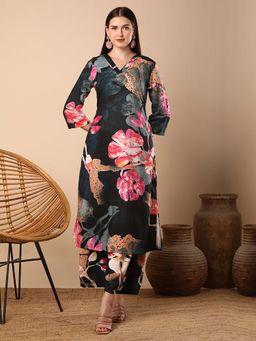 FASHOR - Abstract Floral Printed Straight Fit Co-Ord (Set of 2)