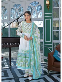 Autumnlane - Lakshita Arctic Printed Cotton Kurta With Pant & Dupatta (Set of 3)