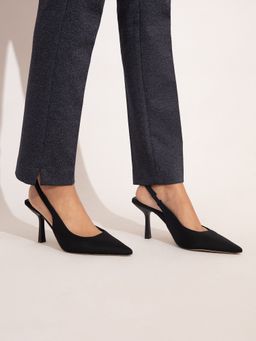 Twenty Dresses by Nykaa Fashion - Black Pointed Closed Slingback Stiletto Heels