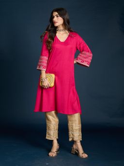 Gajra Gang - Fuchsia Pink Embroidered Kurta Diwalicious