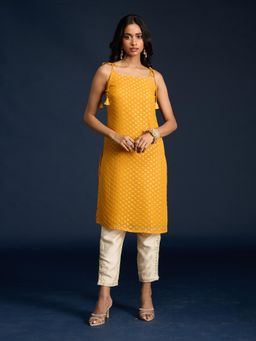 Gajra Gang - Orange Brocade Strappy Kurta Diwalicious
