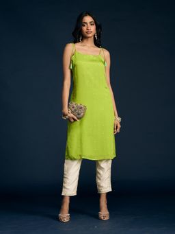 Gajra Gang - Green Embroidered Strappy Kurta Diwalicious