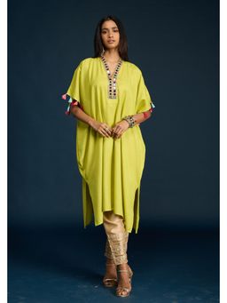 Gajra Gang - Lime Mirror Embellished Kaftan Diwalicious