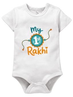 Zeezeezoo - My 1st Rakhi WHT TEXT Bodysuit