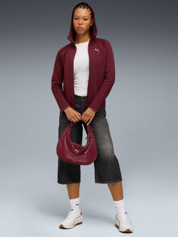 Puma - Women Maroon Evostripe Moisture-Wicking Full-Zip Hoodie