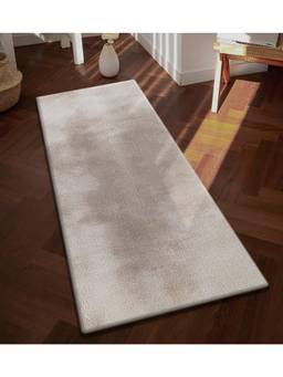 OBSESSIONS - Solid Rabit Fur Bedside Runner - Cream