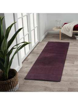 OBSESSIONS - Solid Rabit Fur Bedside Runner - Maroon