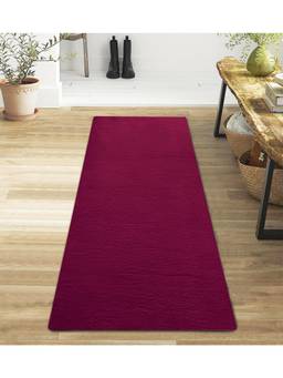 OBSESSIONS - Solid Rabit Fur Bedside Runner - Maroon