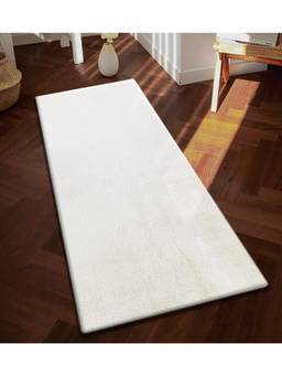 OBSESSIONS - Solid Rabit Fur Bedside Runner - White