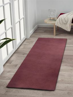 OBSESSIONS - Solid Rabit Fur Bedside Runner - Burgundy
