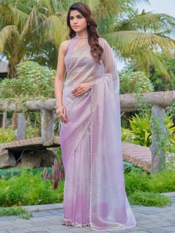 Sareemall - Women's Organza Lavender Embellished Designer Saree with Unstitched Blouse