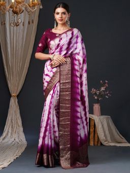 Akhilam - Women's Viscose Wine Woven Design Designer Saree with Unstitched Blouse