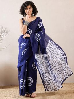 Akhilam - Women'S Bhagalpuri Silk Purple Printed Designer Saree with Unstitched Blouse