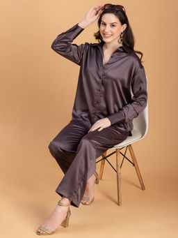 Lounge Dreams - Metallic Satin Velvet Touch Co-Ord (Set of 2)