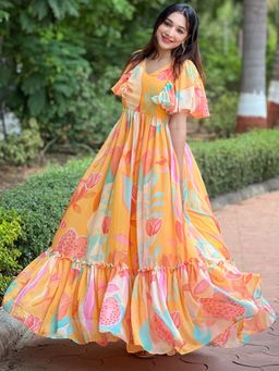 Vastranand - Carnival Orange
                  V-Neck Dress - 1
