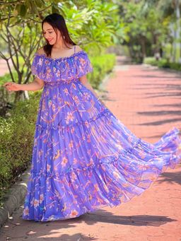 Vastranand - Purple Martini Floral Maxi Dress