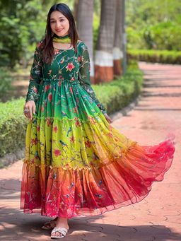 Vastranand - Taniya Cocktail Colours Dress with Dupatta (Set of 2)