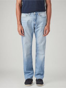 Levi's - Men's 505 Light-Blue Straight Fit Mid Rise Jeans