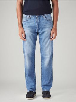 Levi's - Men's 555 Light-Blue Straight Fit Mid Rise Redloop Jeans