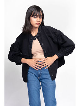 FREAKINS - Black Pleated Shacket