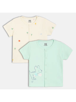 MINI KLUB - Pink & Blue Cotton Half Sleeves Tree & Animal Printed Tops (Pack of 2)