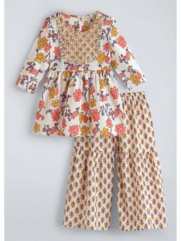 Hopscotch - Multi-Color Floral Cotton Kurta and Sharara